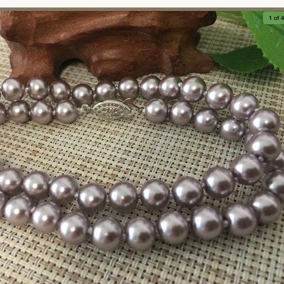 Silver Champagne south sea shell pearl necklace - Picture 2 of 3